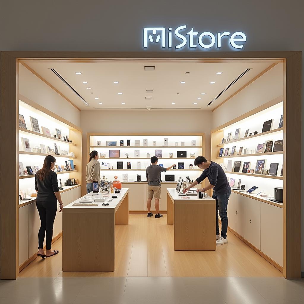 Bên trong cửa hàng MiStore Quận 5 trưng bày đa dạng các sản phẩm điện thoại, phụ kiện, nhà thông minh của Xiaomi