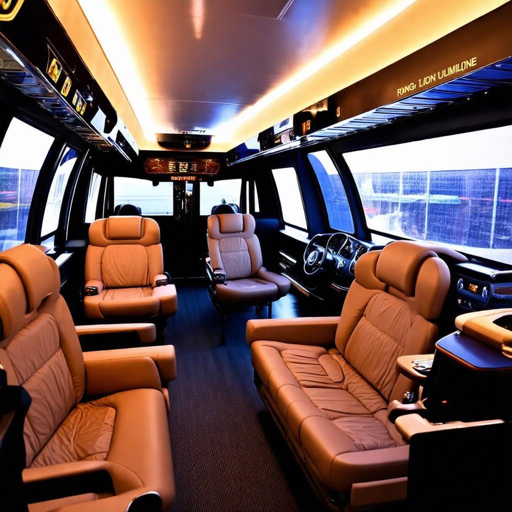 Nội thất xe Limousine Rồng Việt tại Hoài Nhơn với ghế ngồi bọc da rộng rãi tiện nghi.