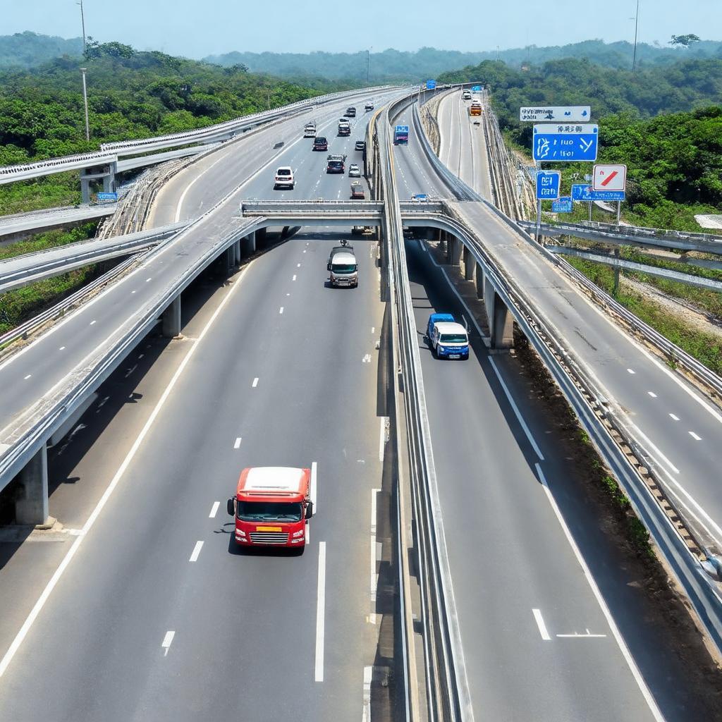 Nút giao Cầu vượt Đồng Văn với luồng giao thông được phân tách rõ ràng trên Quốc lộ 1A.