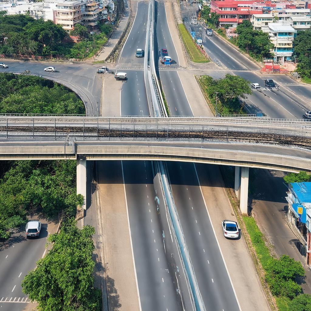Toàn cảnh nút giao thông Phạm Văn Đồng Linh Đông với cầu vượt hiện đại tại Thành phố Thủ Đức.