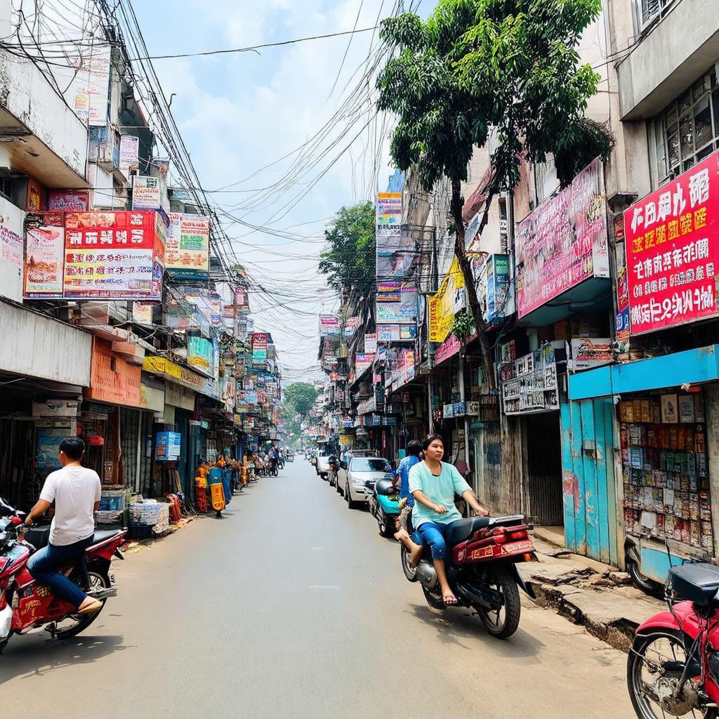 Cửa hàng tiện lợi và quán ăn nhộn nhịp trên đường Phan Văn Hớn, Bà Điểm, Hóc Môn.