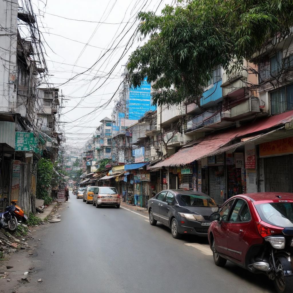 Toàn cảnh Phố An Hòa Mộ Lao Hà Đông Hà Nội với các cửa hàng và nhà dân