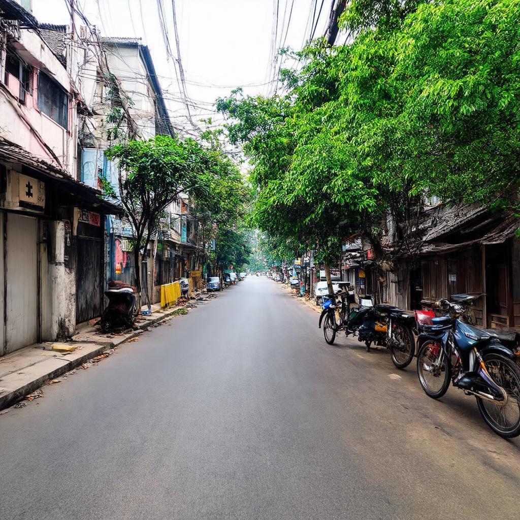 Góc phố Mạc Thị Bưởi yên bình với những ngôi nhà cổ kính và cây xanh rợp bóng tại quận Hai Bà Trưng, Hà Nội