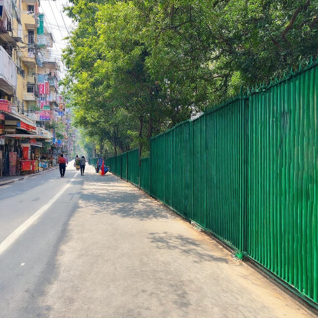 Quang cảnh Phố Nguyễn Bỉnh Khiêm nhìn từ vỉa hè cạnh Công viên Thống Nhất, Hà Nội
