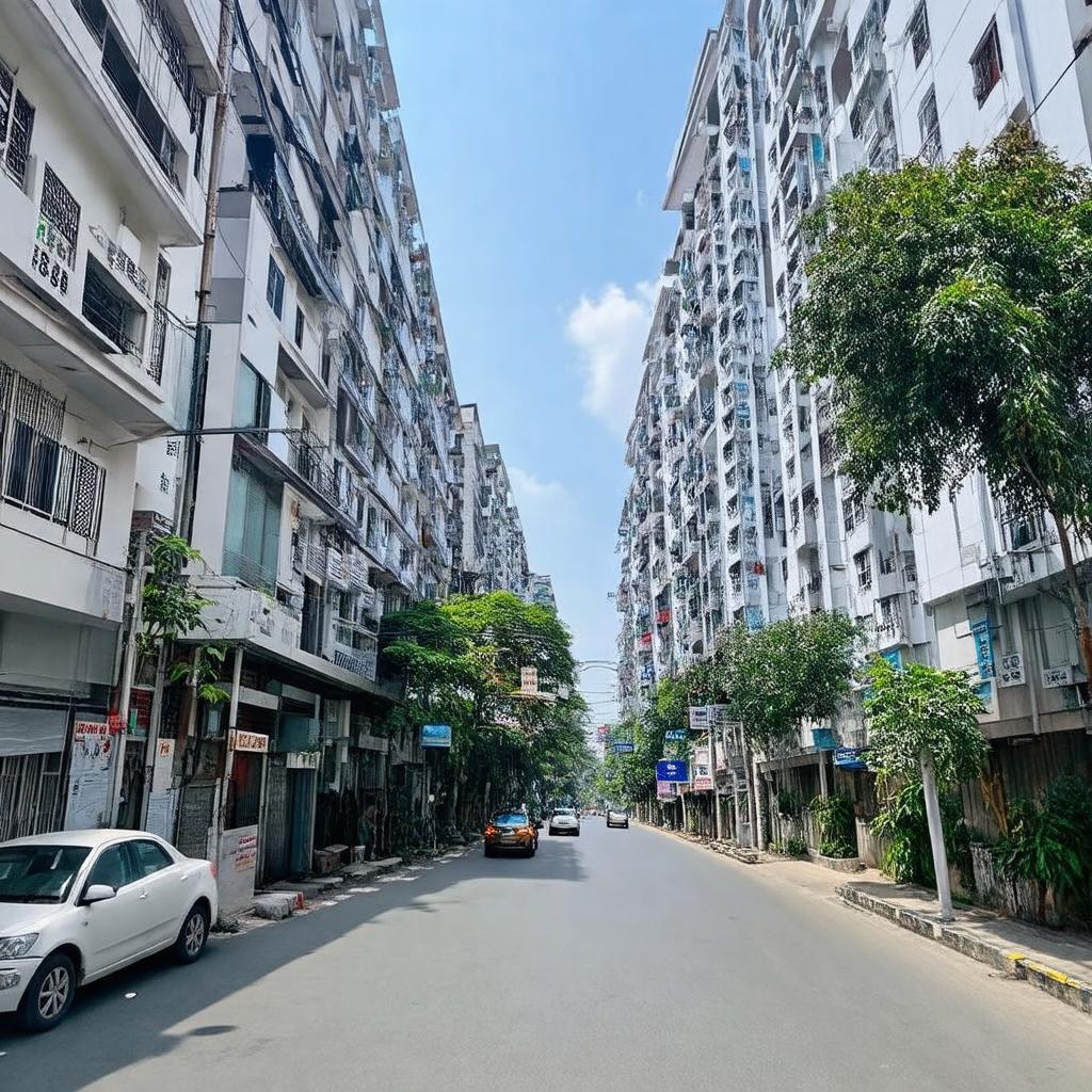 Hinh anh pho Nguyen Thi Thap voi cac toa nha chung cu cao tang hien dai tai quan Thanh Xuan