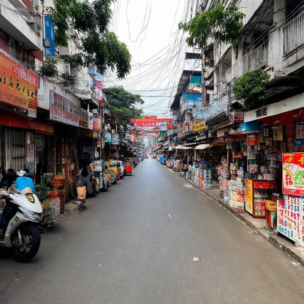 Các cửa hàng và dịch vụ đa dạng dọc Phố Thanh Đàm Hoàng Mai Hà Nội