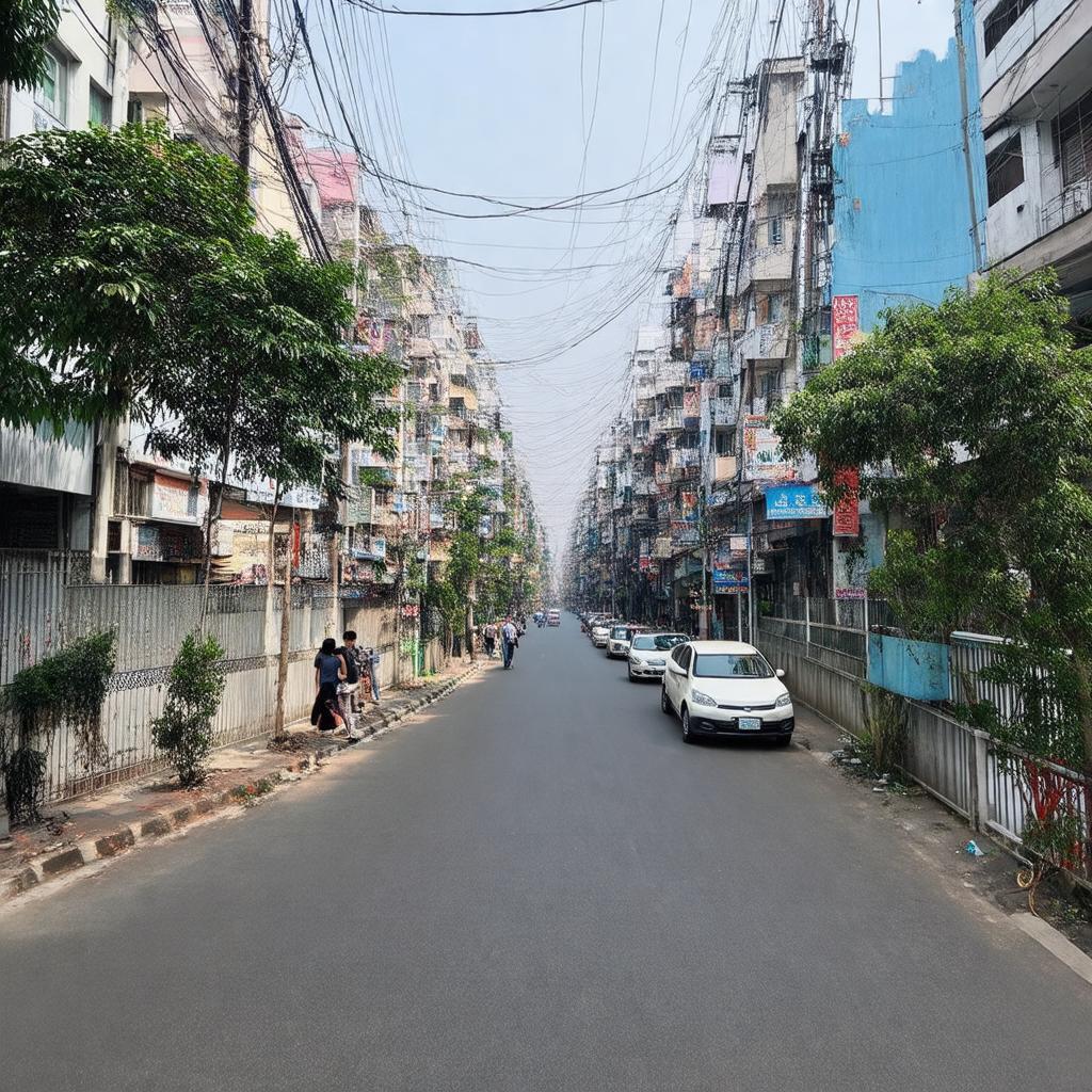 Toàn cảnh Phố Trần Văn Lai Mỹ Đình Nam Từ Liêm Hà Nội với nhiều tòa nhà hiện đại và cây xanh