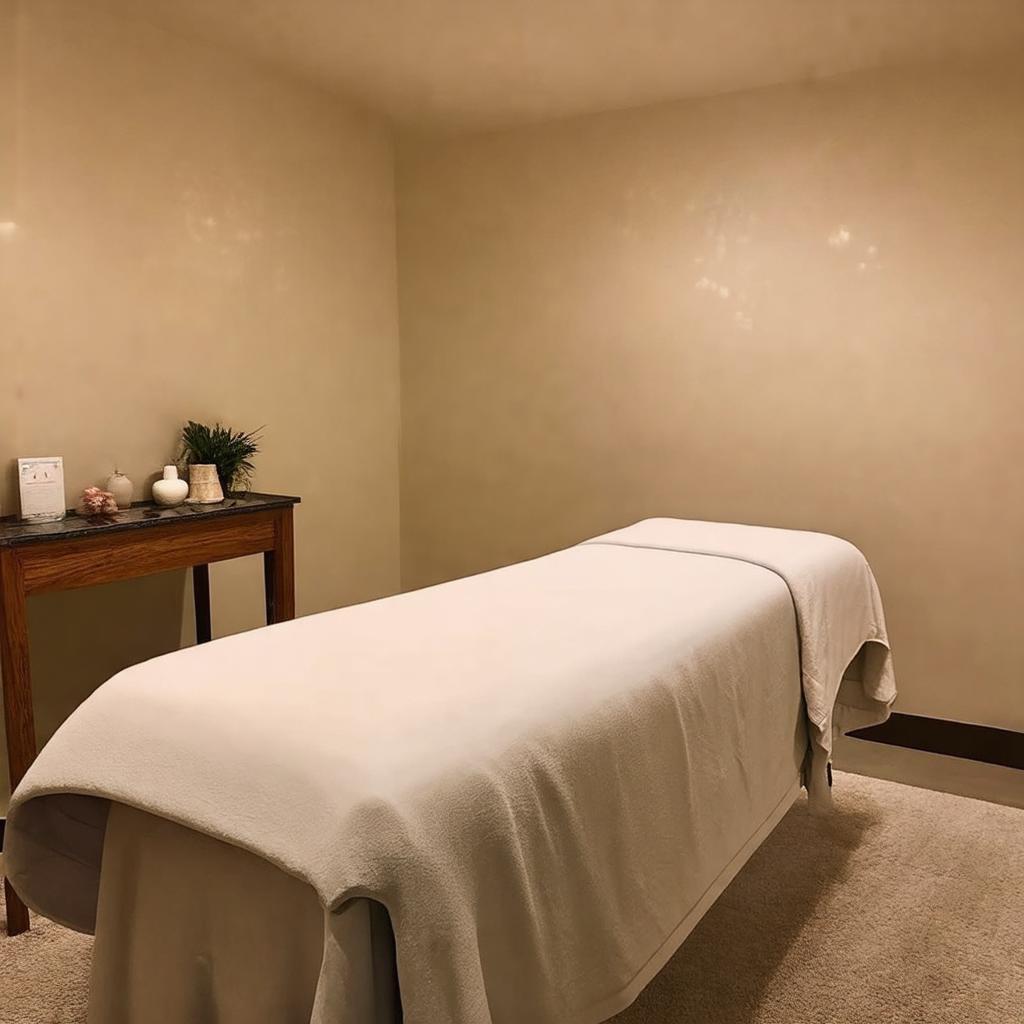 Bên trong phòng điều trị massage tại Rạng Đông, không gian yên tĩnh, sạch sẽ.