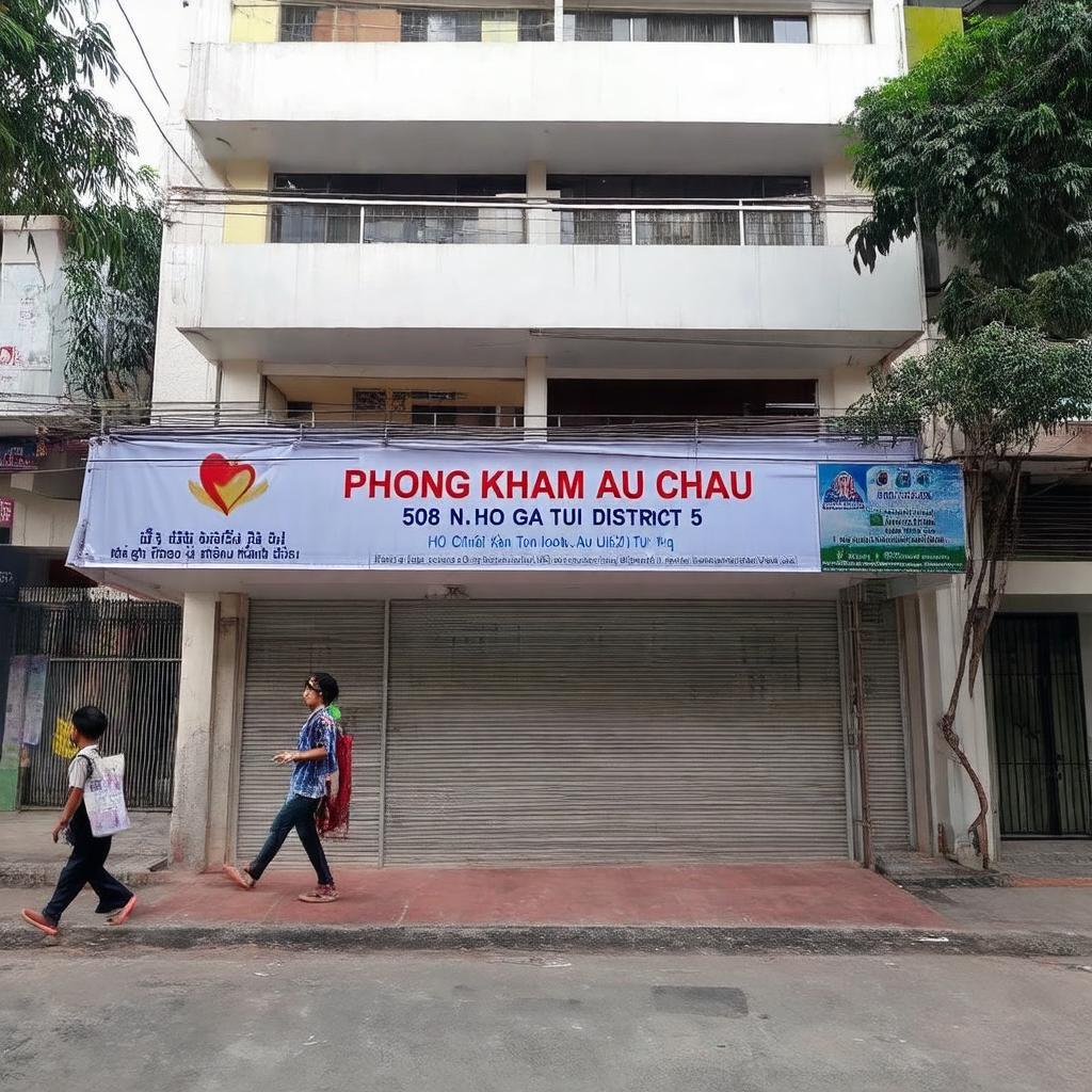 Hình ảnh bên ngoài Phòng khám Âu Châu 508 Ngô Gia Tự Quận 5, TPHCM với biển hiệu rõ ràng