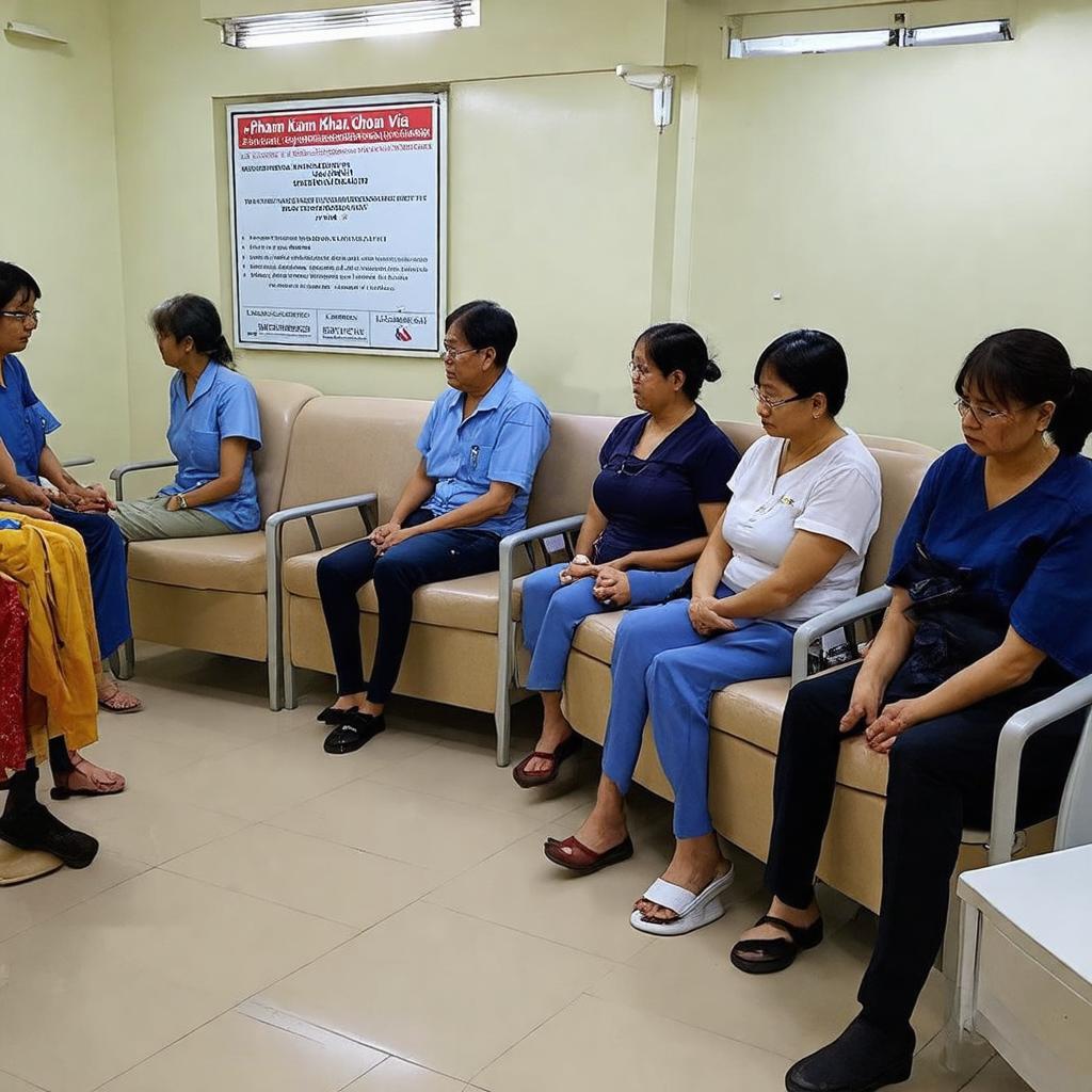Hình ảnh bệnh nhân đang chờ khám tại khu vực sảnh chờ Phòng khám Đa khoa Đại Việt, Quận 11