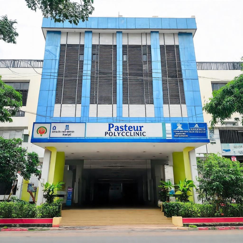 Bên ngoài Phòng khám đa khoa Pasteur Quận 3 hiển thị lối vào chính và biển hiệu