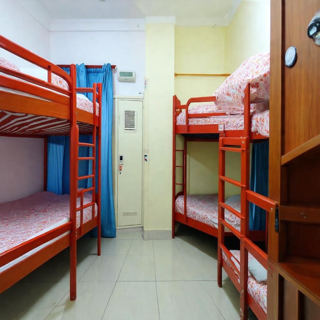 Phong ngu tap the Papa Mike Hostel Prince Da Nang sach se thoang dang voi giuong tang rieng tu