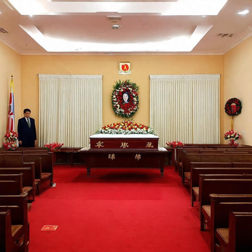 Khong gian phong tang le trang nghiem, duoc chuan bi chu dao tai nha tang le