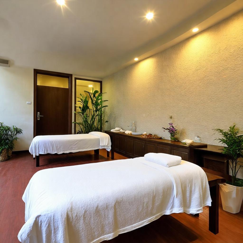 Mô tả không gian bên trong một phòng massage trị liệu tại Massage Ngọc Anh Nhơn Trạch, Đồng Nai, nơi khách hàng trải nghiệm sự thư giãn.