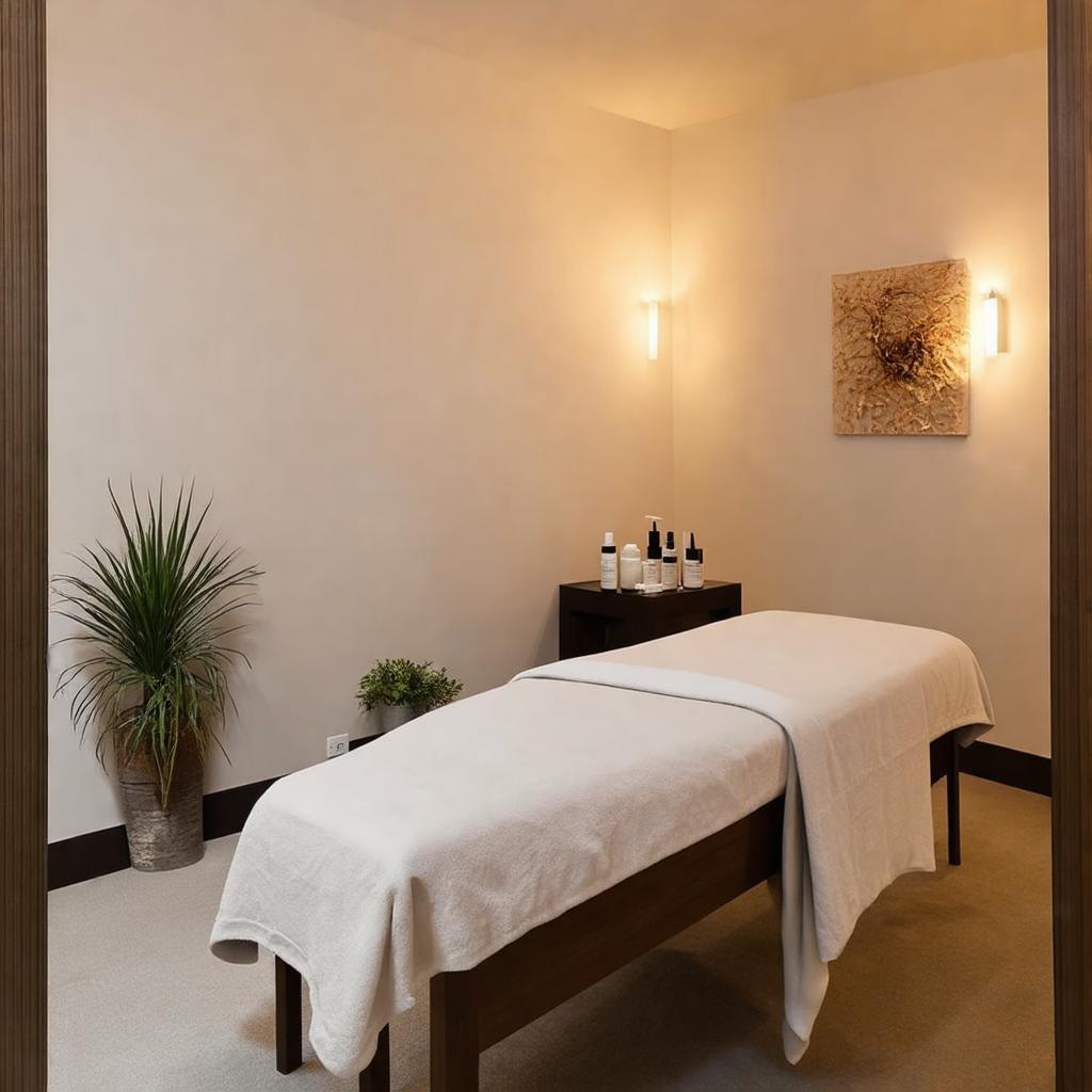 Khung cảnh bên trong một phòng trị liệu riêng tư, sạch sẽ tại Heo Spa Quận 5.