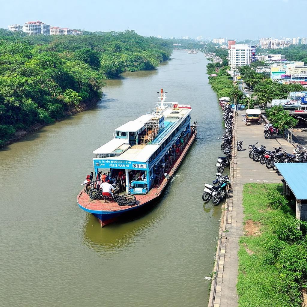 Phà Phước Khánh chở xe qua sông Soài Rạp, nối Nhà Bè TP HCM và Nhơn Trạch Đồng Nai.