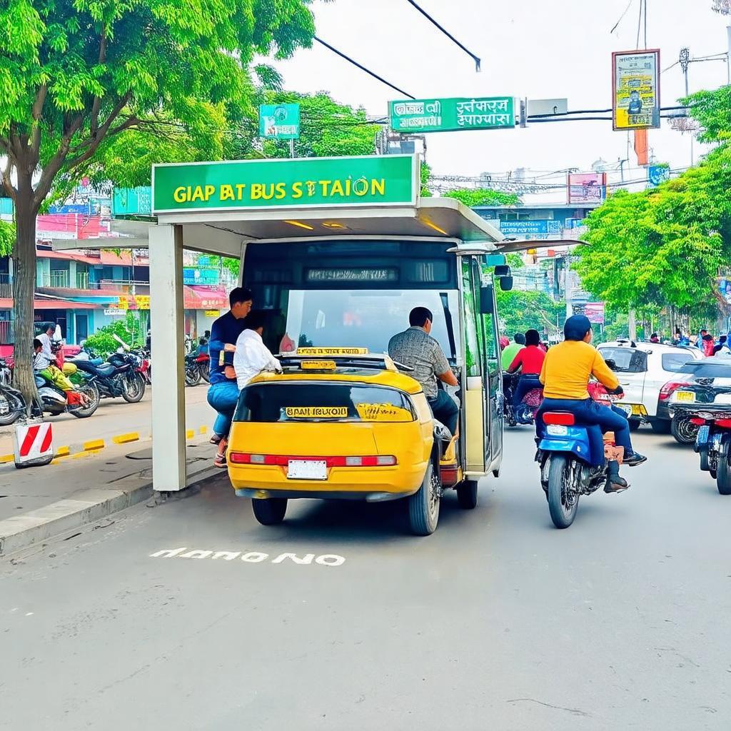 Các phương tiện giao thông công cộng và cá nhân di chuyển đến Bến xe Giáp Bát.