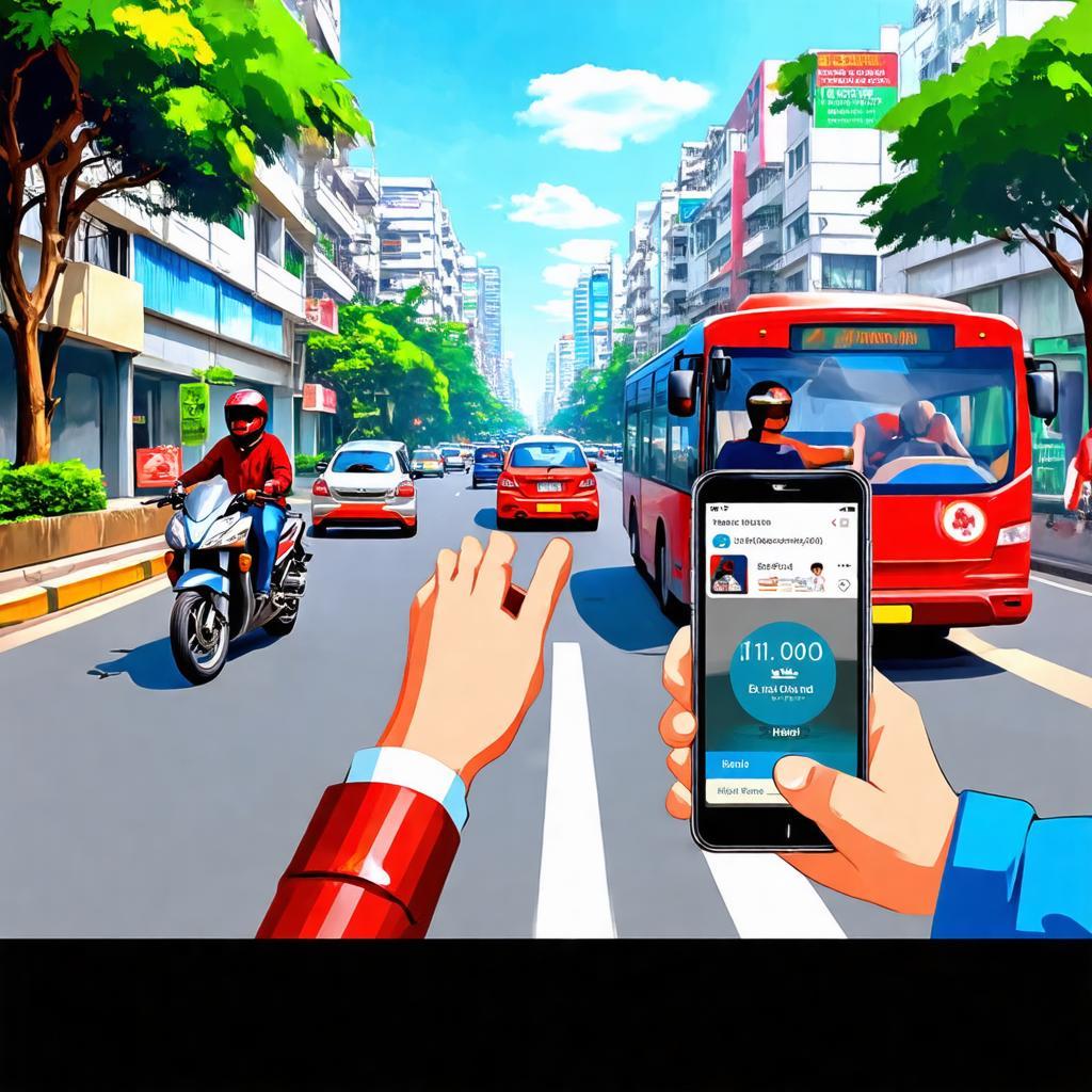Các phương tiện di chuyển phổ biến như xe máy, ô tô, xe buýt, xe công nghệ đến đường Trường Chinh, Hà Nội.