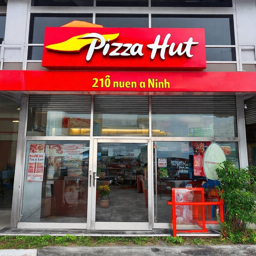 Mặt tiền Pizza Hut Dĩ An tại số 210 Nguyễn An Ninh, Dĩ An, Bình Dương dễ dàng nhận biết