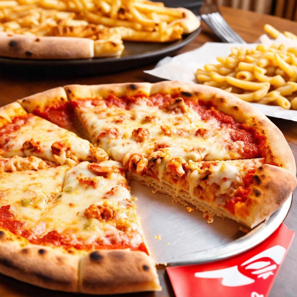Một chiếc pizza ngon mắt cùng các món ăn kèm hấp dẫn từ menu của Pizza Hut Phạm Hùng.