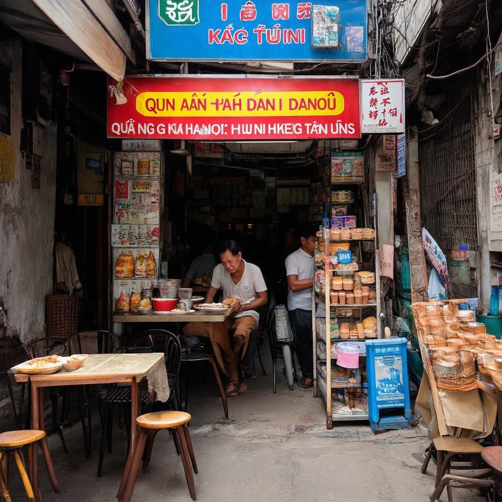 Mot quan an hoac tap hoa nho nam ben trong ngo 69A Hoang Van Thai.