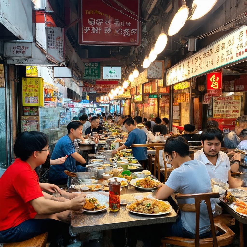 Quán ăn tấp nập trên Phố Hoàng Sâm Nghĩa Đô thu hút thực khách địa phương