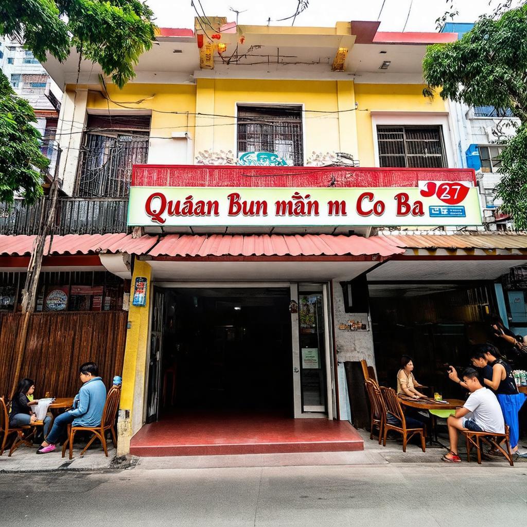Mặt tiền Quán Bún mắm Cô Ba tại địa chỉ 287 Lê Văn Sỹ, quận Tân Bình.