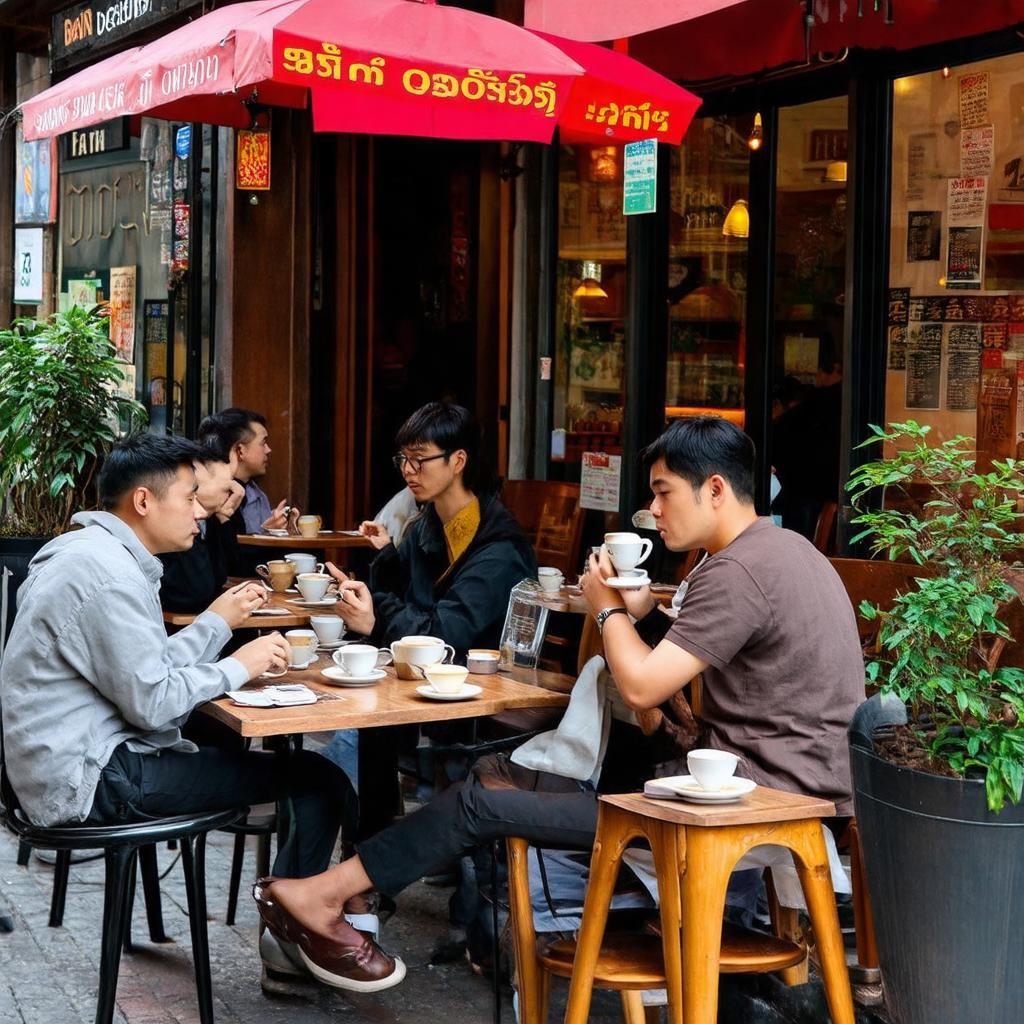 Quán cafe yên tĩnh trên phố Trần Quốc Toản Hoàn Kiếm Hà Nội nơi mọi người thưởng thức cà phê và trò chuyện