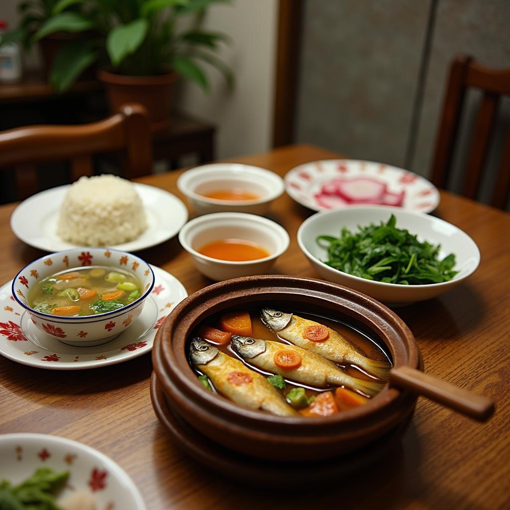 Bữa cơm gia đình thịnh soạn tại Quán Cô La 55C Huỳnh Đình Hải Bình Thạnh chuẩn vị nhà làm