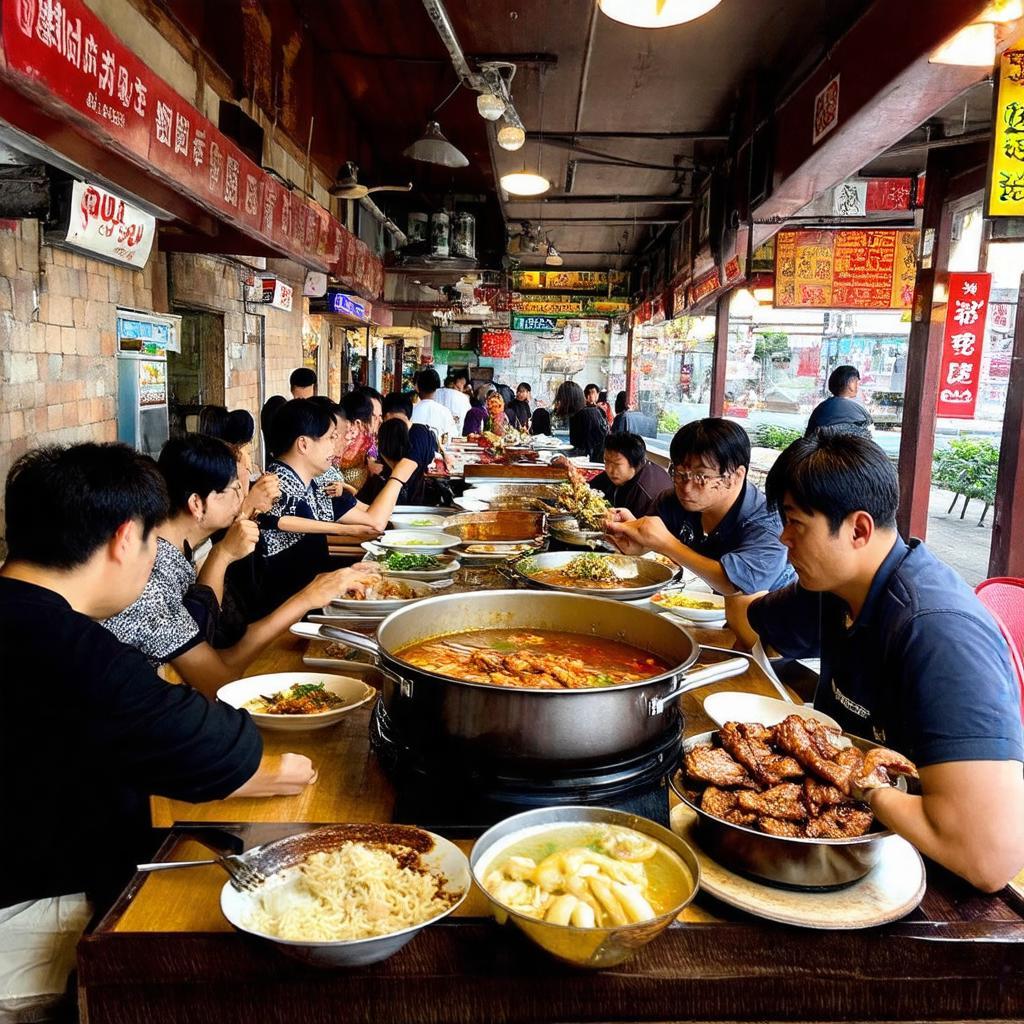 Khách hàng thưởng thức lẩu dê tại quán lẩu dê 404 đông đúc ở Tân Phú.