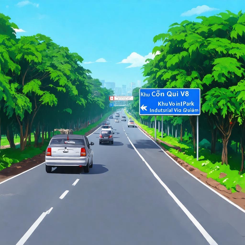 Quốc lộ 18 dẫn vào cổng Khu công nghiệp Quế Võ, Bắc Ninh, tuyến đường chính đến UIL Việt Nam.