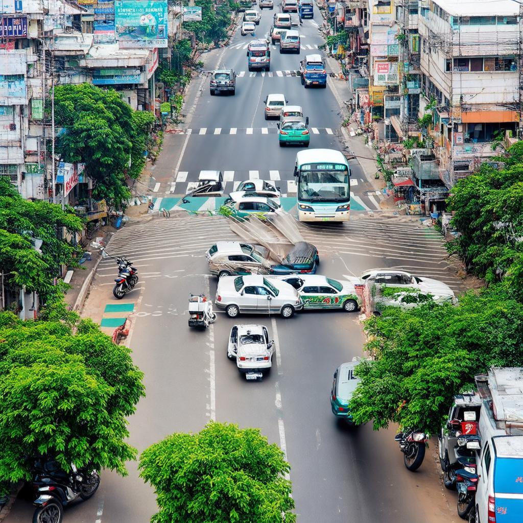 Hinh anh giao lo Rach Bung Binh Quan 3 TPHCM vao gio cao diem, dong duc xe co.
