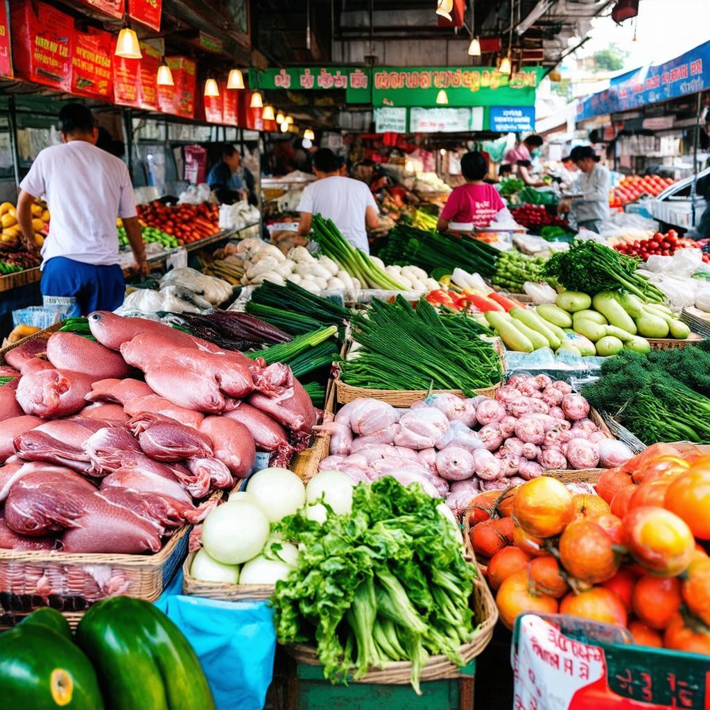 Khu vực bán rau củ quả tươi sống và thực phẩm tại Chợ Hải Mỹ Thuận An