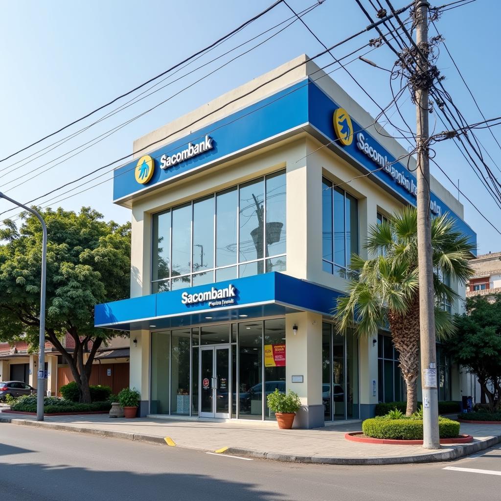 Mặt tiền Sacombank Bình Triệu tại 206 QL 13 Thủ Đức hiển thị rõ địa chỉ