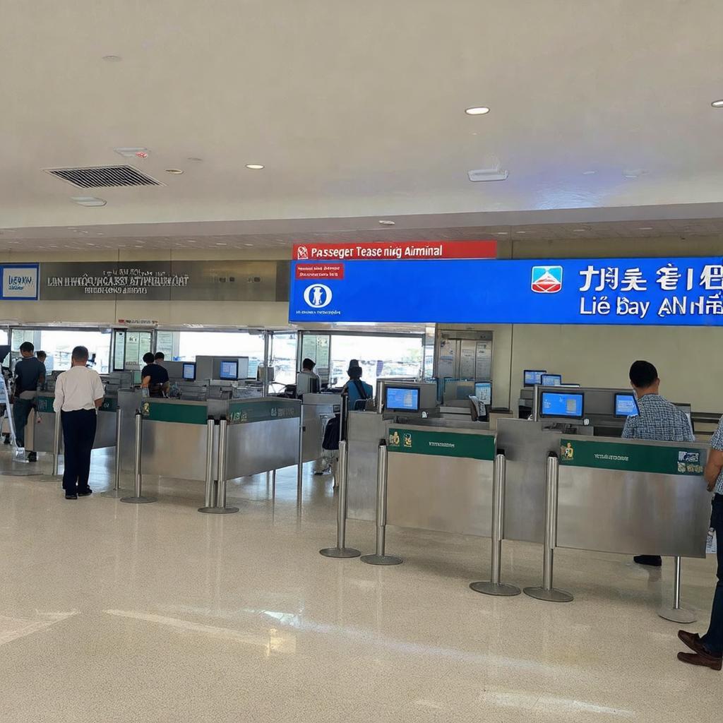 Bên trong nhà ga Sân bay Liên Khương, khu vực quầy làm thủ tục check-in cho hành khách.