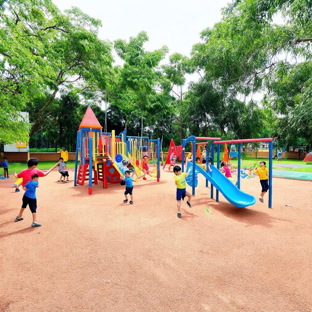 Hình ảnh sân chơi rộng rãi của Trường Tiểu học Xuân Thới Thượng 10 Phan Văn Hớn