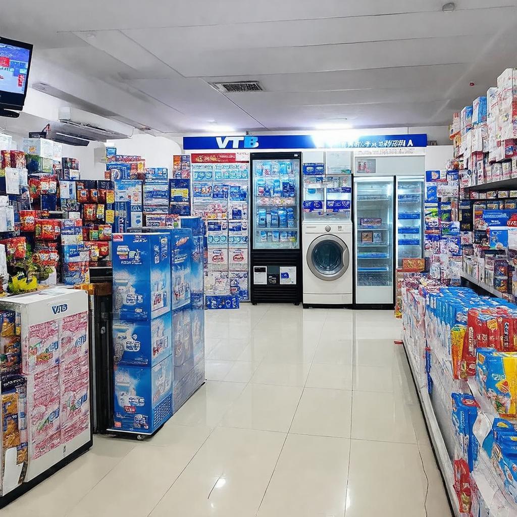 Các sản phẩm điện máy bày bán bên trong VTB Shop 248A Nơ Trang Long, Bình Thạnh như tivi, tủ lạnh