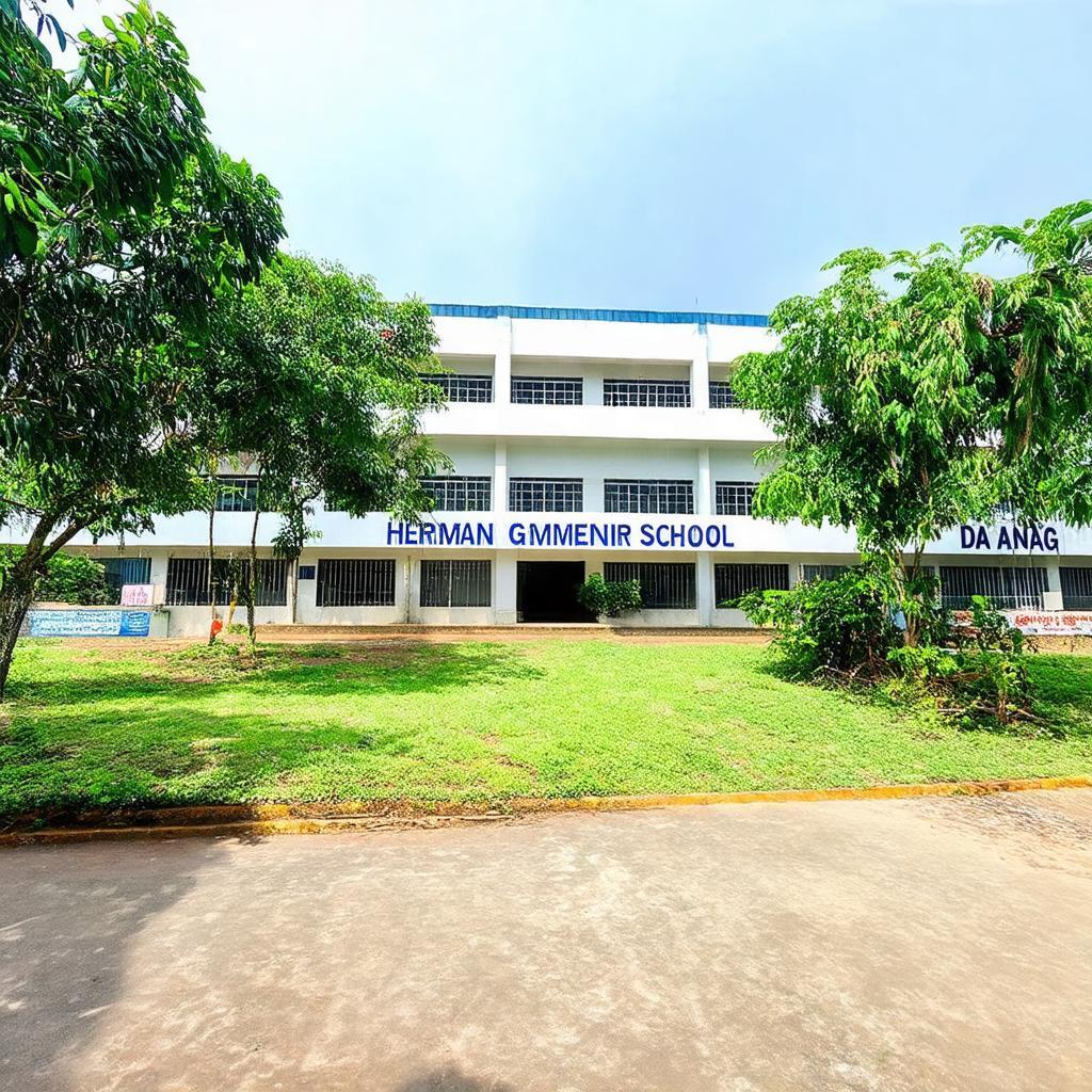 Khuôn viên và lớp học tại Trường Hermann Gmeiner Đà Nẵng với cây xanh, tạo môi trường học tập thân thiện.