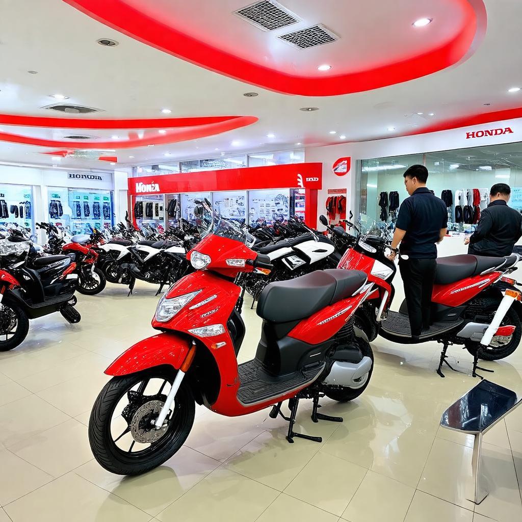 Bên trong showroom HEAD Honda Tường Nguyên 3 trưng bày đa dạng mẫu xe Honda mới nhất