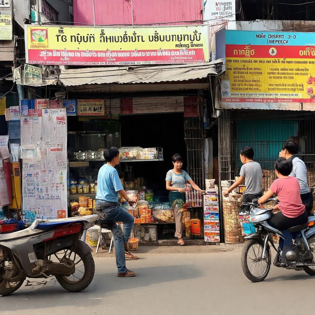 Hình ảnh hoạt động sinh hoạt và kinh doanh nhỏ lẻ trên đường Nguyễn Hiền Quận 3, TP.HCM.