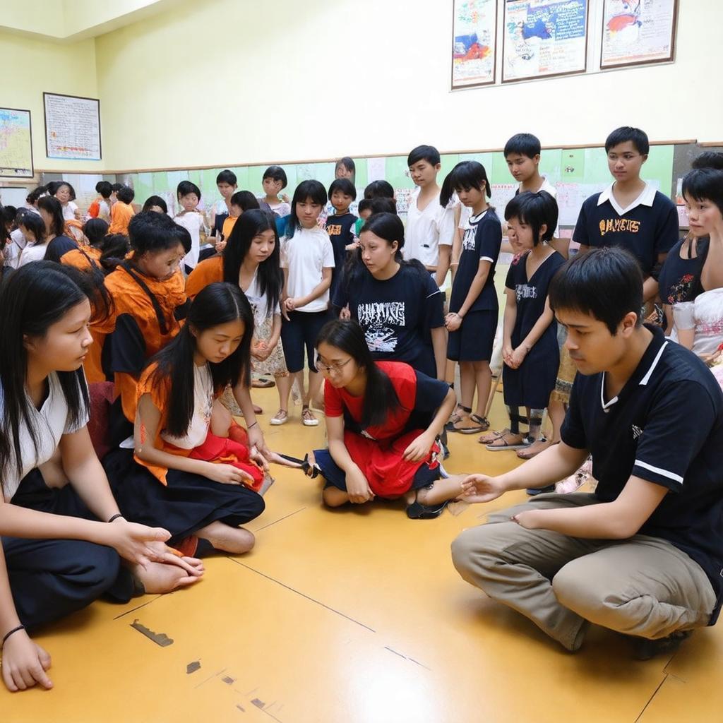 Sinh viên tham gia hoạt động giao lưu văn nghệ tại Ký túc xá Đại học Kiến trúc TP.HCM Đặng Văn Bi