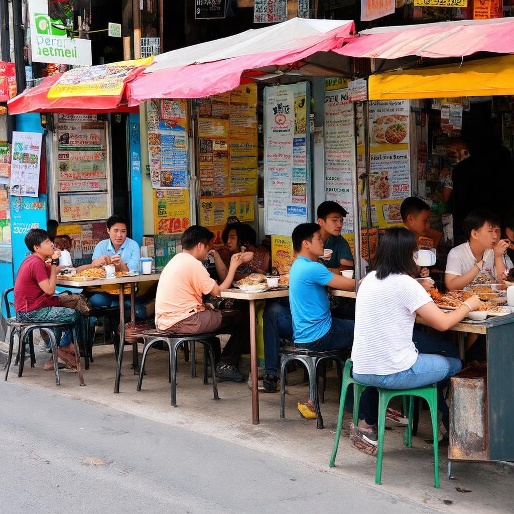 Sinh viên ăn uống, nghỉ ngơi tại các quán bình dân xung quanh khu vực 514 Lê Quang Định.