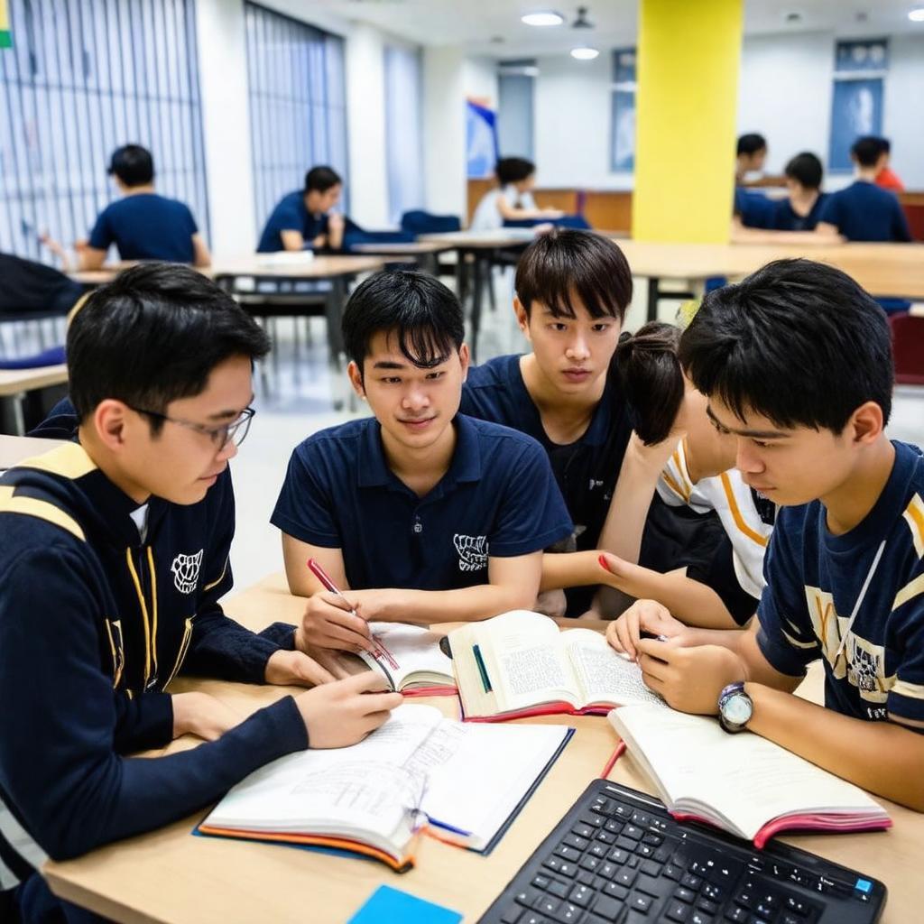 Nhóm sinh viên Đại học Ngân hàng tại khu vực chung của KTX, Thủ Đức