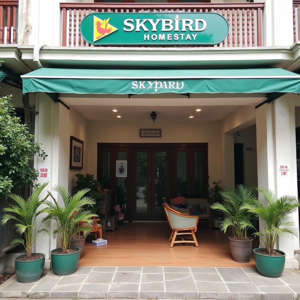 Hình ảnh mặt tiền Skybird Homestay tại địa chỉ 354 Cửa Đại Cẩm Châu Hội An giúp nhận diện