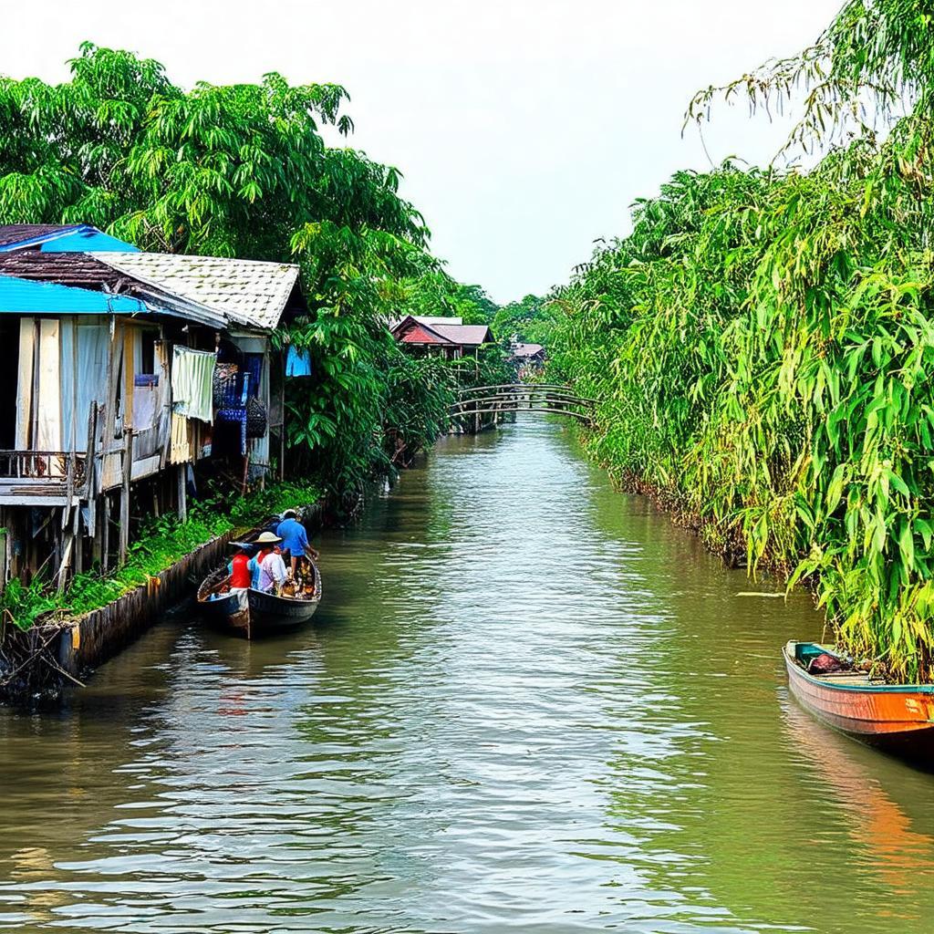Cảnh quan sông nước đặc trưng miền Tây Nam Bộ gần khu vực Cầu Nhu Gia, Sóc Trăng
