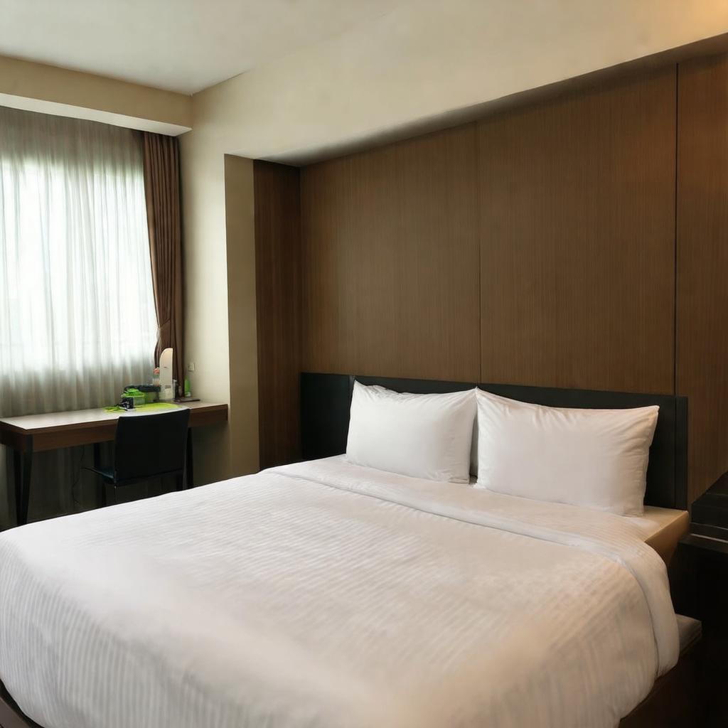 Ảnh nội thất phòng nghỉ tiêu chuẩn tại The Bloom Hotel Cầu Giấy sạch sẽ tiện nghi