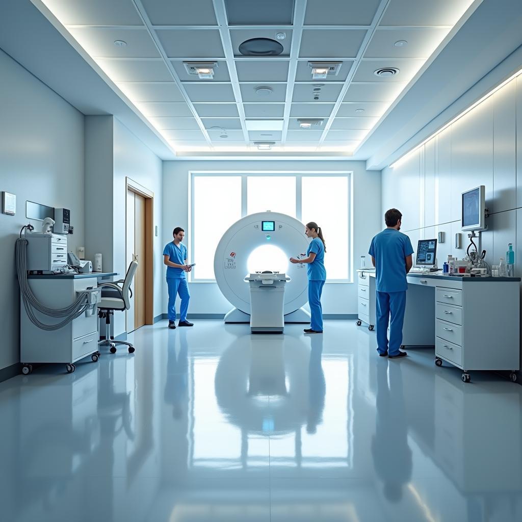Thiết bị chẩn đoán hình ảnh hiện đại như máy CT hoặc MRI tại Trung tâm Medic Hòa Hảo.