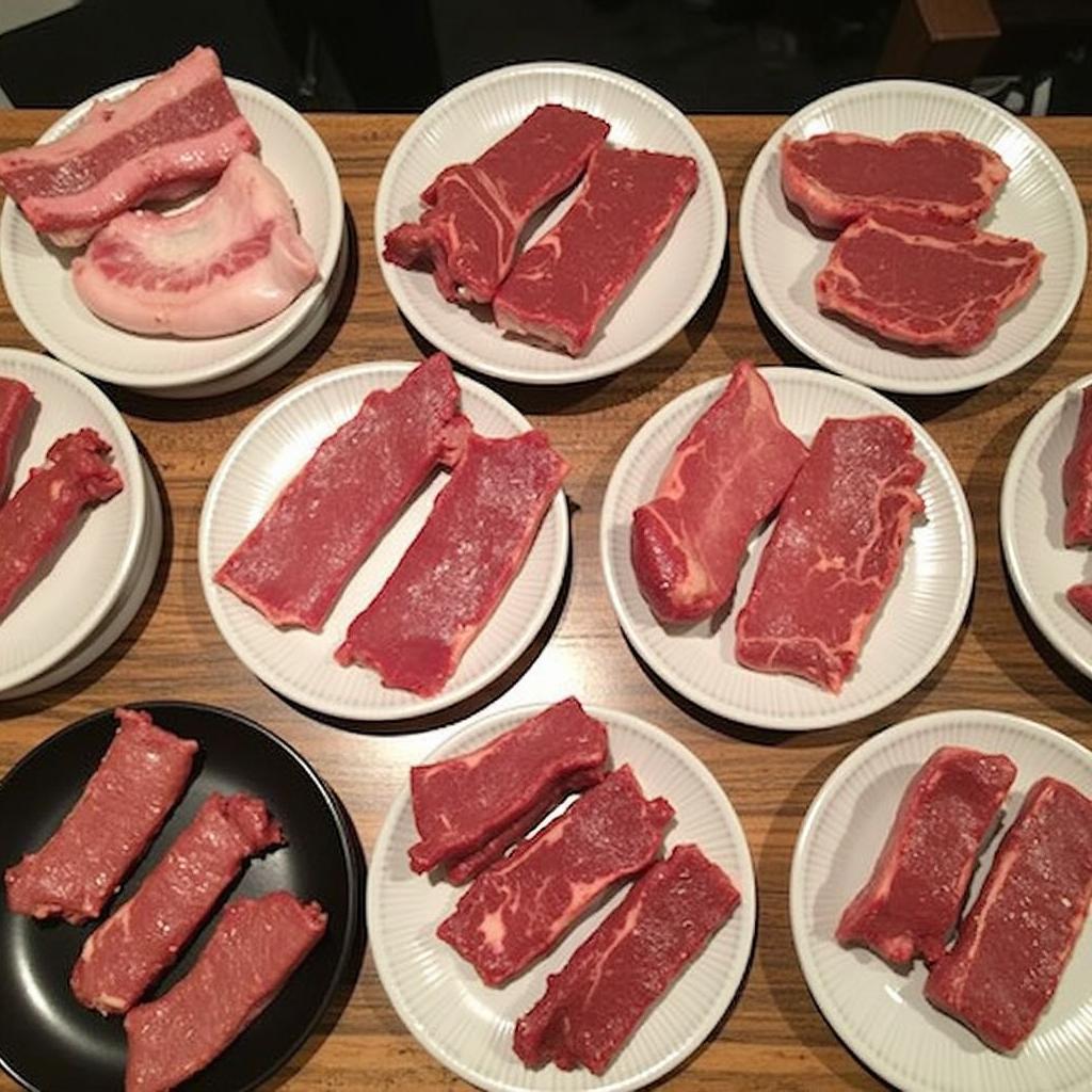 Các món thịt nướng đặc sắc tại Meat Plus Mỹ Đình với thịt bò Mỹ chất lượng cao và trình bày hấp dẫn