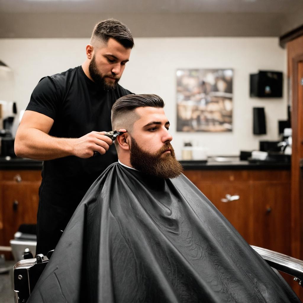 Thợ cắt tóc Liêm Barber Shop đang tỉ mỉ tạo kiểu cho khách hàng tại ghế cắt.