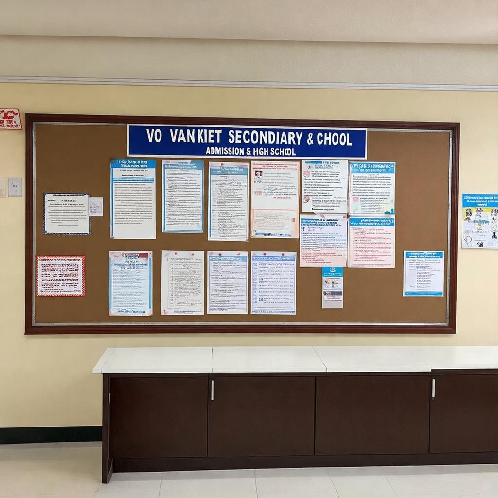Bảng thông báo hoặc khu vực văn phòng tuyển sinh tại Trường THCS THPT Võ Văn Kiệt An Hòa